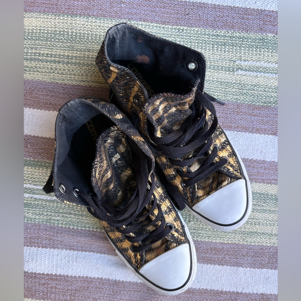 Converse Black and Gold Zebra Print Sneakers